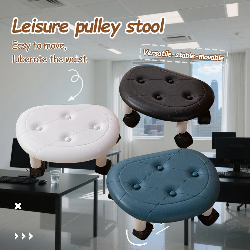 Taburete de cuatro ruedas, silla universal para oficina con rodillos para 4 estaciones, asiento bajo para pedicura, ideal para hogar, oficina y limpieza del piso