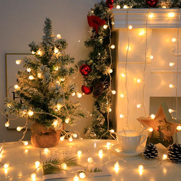 1 bola de luz LED con burbujas, cuerda de luces con esfera de cristal, decoración para habitación, ambiente cálido