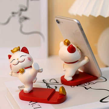 Soporte para Teléfono Móvil y Tableta de 1 Pieza con Diseño de Gato de Dibujos Animados, Adorno Decorativo para Escritorio Adecuado para Celulares y Tabletas