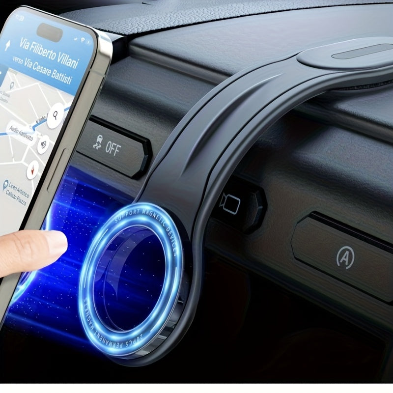 1pc FlexiMounts Soporte magnético para teléfono de coche, brazo de aluminio desmontable y flexible, soporte de silicona para el salpicadero, compatible con la mayoría de los vehículos