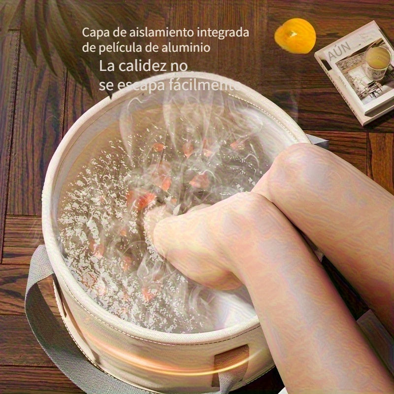 Bañera Portátil Hipoalergénica para Remojo de Pies con Capa Aislante de Aluminio - Plegable, Sin Necesidad de Energía Eléctrica, Cubeta Multiusos para Uso en Casa y Residencias Estudiantiles