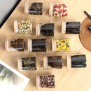 Juego de 12 Tarros Redondos para Especias de Vidrio de 6oz/9oz con Tapas de Bambú Selladas, Bolígrafo y Etiquetas, Cepillo de Limpieza para Organización de Alimentos en la Cocina - Bolsitas de Té, Granos de Café, Dulces, Galletas