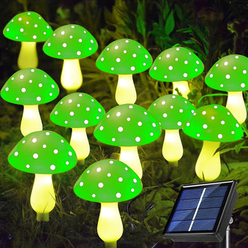 Estacas de luces solares de hongos, 12 paquetes de luces solares de hongos para exteriores, 8 modos de iluminación Luces solares de hongos para patio de jardín, césped multicolor