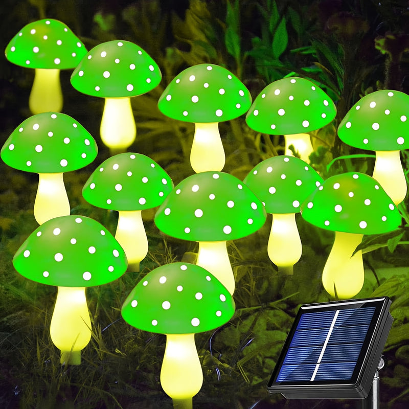 Estacas de luces solares de hongos, 12 paquetes de luces solares de hongos para exteriores, 8 modos de iluminación Luces solares de hongos para patio de jardín, césped multicolor