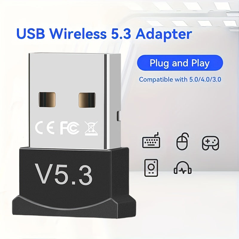 Adaptador de red USB BT5.3, receptor USB dongle, solo compatible con computadoras de escritorio y portátiles, solo admite sistemas Windows11/10, compatible con dispositivos de versións 5.3/5.1/5.0/4.2/4.1/4.0 y otras, proporciona inmediatamente función d