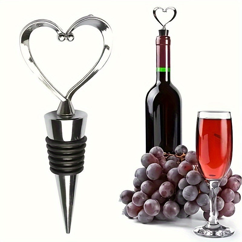1 tapón de vino en forma de corazón elegante, de plástico ABS duradero, ideal para celebraciones y uso diario, mantiene el vino fresco