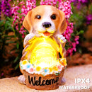 1pc Decoración De Jardín Perro Energía Solar Animal Decoración Señal De Bienvenida, Estatua Luz Nocturna, Luz De Resina Artesanal De Jardín