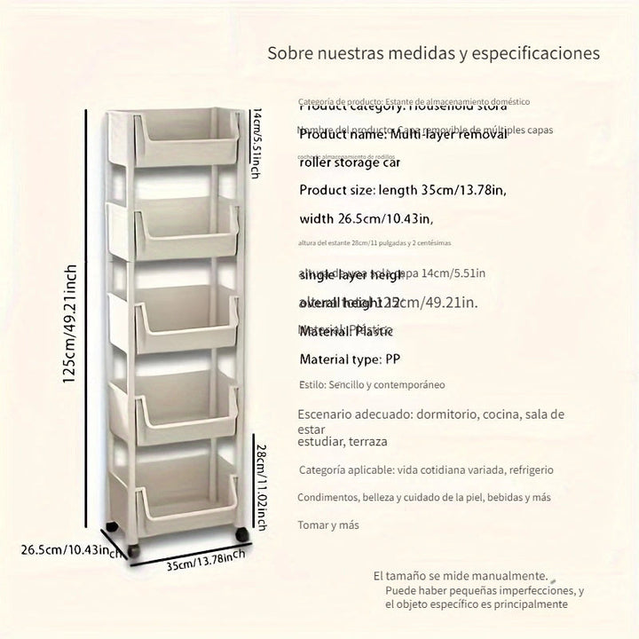 Librero móvil de 4/5 pisos, montaje japonés, estantería simple, estante para especias, estantería de oficina, carrito de oficina, carrito de almacenamiento para sala de estar familiar y estudiantil