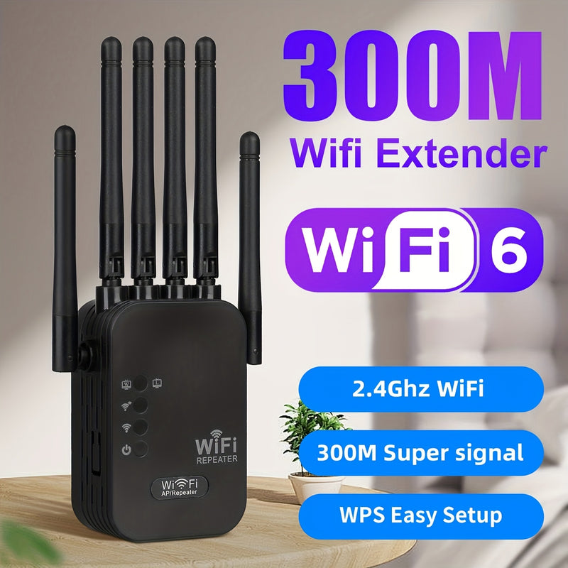 Repetidor de señal de Wi-Fi, mejorador de red doméstica, compatible con el sistema WIFI6 - Alta velocidad, compatible con 2,4 GHz, enchufa y juega, sistema de 6 antenas, cobertura estable en toda la casa, expansión de Wi-Fi fácil, adecuado para oficina,