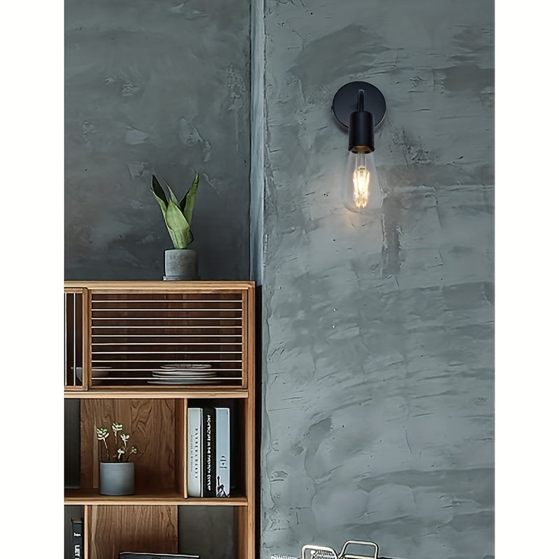 1 ud., Lámpara de Pared Pequeña Industrial, Luces Montadas en la Pared de Metal Hierro para Estilo Rústico, Aplique para Granja, Comedor, Pasillo, Isla de Cocina, Luz Semi-Encajada en la Pared, Compatible con Bombillas E26/E27 (Bombillas no Incluidas) De