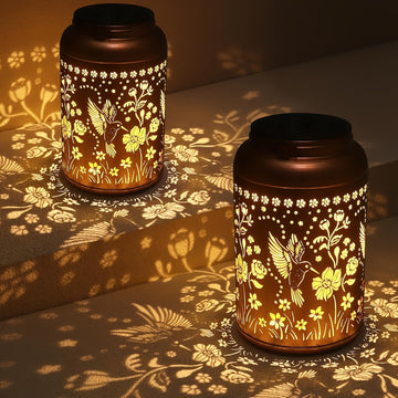 Luz solar para jardín en forma de colibrí - Decoración exterior perfecta, regalo ideal para mujeres, mamás y abuelas | Construcción duradera en metal con batería recargable de 600mAh