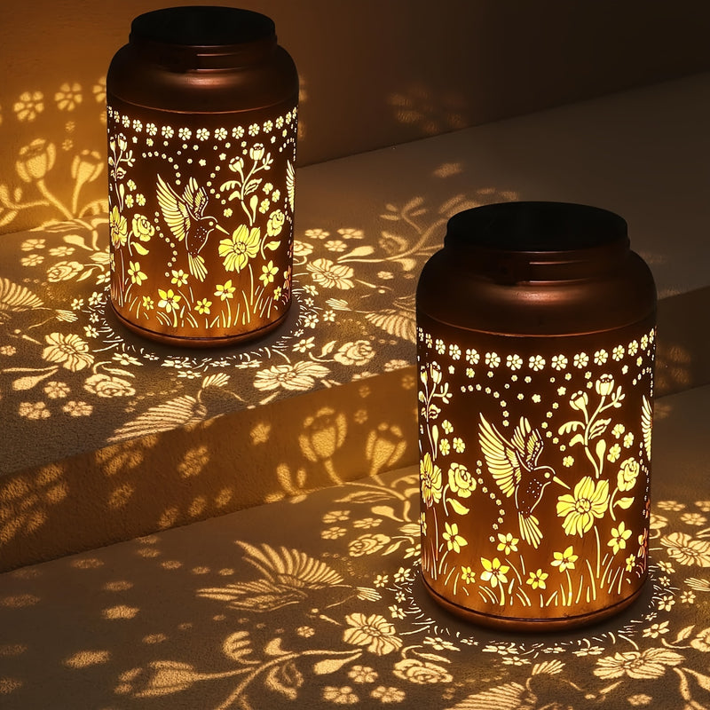 Luz solar para jardín en forma de colibrí - Decoración exterior perfecta, regalo ideal para mujeres, mamás y abuelas | Construcción duradera en metal con batería recargable de 600mAh
