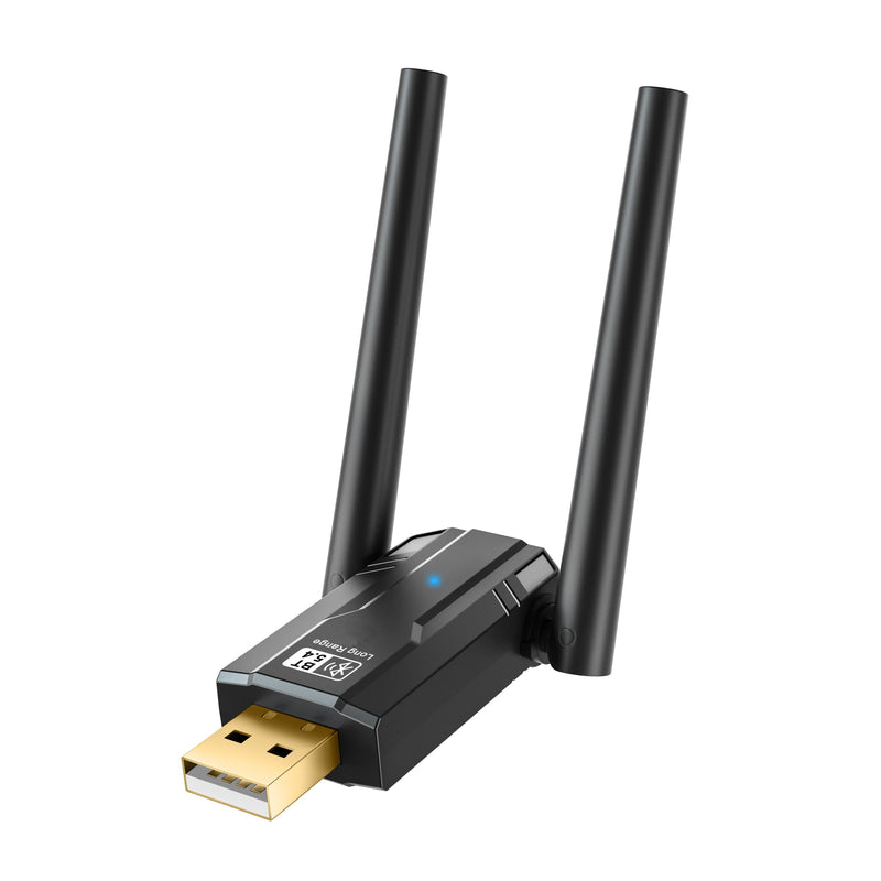 Adaptador inalámbrico 5.4, receptor y transmisor inalámbricos USB, nuevo adaptador inalámbrico dual 5.4 con antena, alcance de transmisión de 150 metros, compatible con versiones inalámbricas 5.3/5.1/5.0/4.0/3.0, para sistemas de sonido inalámbricos/auri