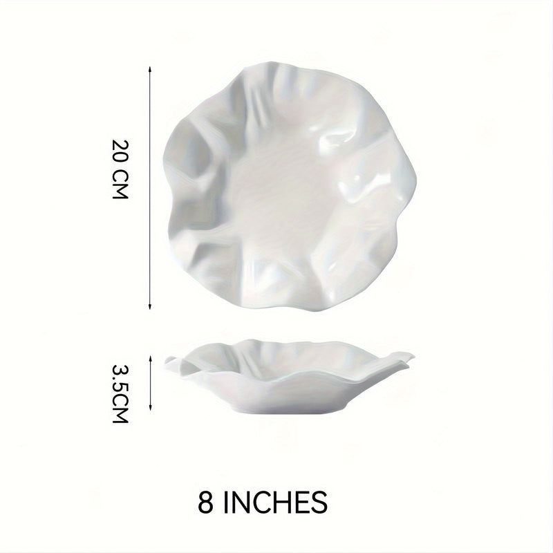 1pc 8/11/13 Pulgadas Plato De Cerámica Blanca, Vajilla Creativa Para La Hora Del Té, Plato De Pasta, Plato De Cena De Cocina Molecular, Plato De Comida Dietética, Plato De Exhibición De Postres Para El Hogar, Plato De Ensalada De Frutas, Para Restaurante