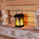 Linternas colgantes con energía solar para exteriores, paquete de 2 luces de velas parpadeantes de plástico, iluminación decorativa impermeable para porche, mesa de patio, panel solar no extraíble, batería de níquel de 400 mAh