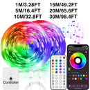 NBBUFF Luces LED Inteligentes de 30,48 pies (2 rollos de 15,24 pies) con control remoto y aplicación, luces LED RGB sincronizadas con música, temporizador, parpadeo, saltos, para salas de música, salas de estar, iluminación de escenario, regalo de Hallow
