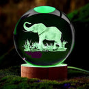 Esfera de cristal con elefante en 3D tallada por láser y base de madera para luz nocturna, regalo de cumpleaños para novia, padres y amigos, Navidad, Día de San Valentín, recuerdo festivo, decoración del hogar