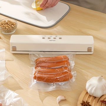 Máquina de sellado de vacío inalámbrica para conservación de alimentos - Separación húmeda/seca, recargable por USB, batería de litio de 1500mAh, máquina de sellado portátil de plástico para uso doméstico, conservación de alimentos en casa | Diseño elega