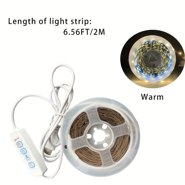 Luz LED de Tira Cálida y Cálida con Alimentación USB, Brillo Ajustable de 99.97-499.87cm - Perfecta para Armarios, Espejos, Techos, Cocinas y Dormitorios