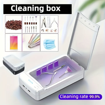 Caja esterilizadora portátil USB para salón de uñas, pinzas, tatuajes, tijeras, joyas, teléfonos celulares, relojes, llaves - Sin pantalla, sin fragancia, material plástico, no necesita batería, regalo perfecto para vacaciones, herramientas de cuidado de
