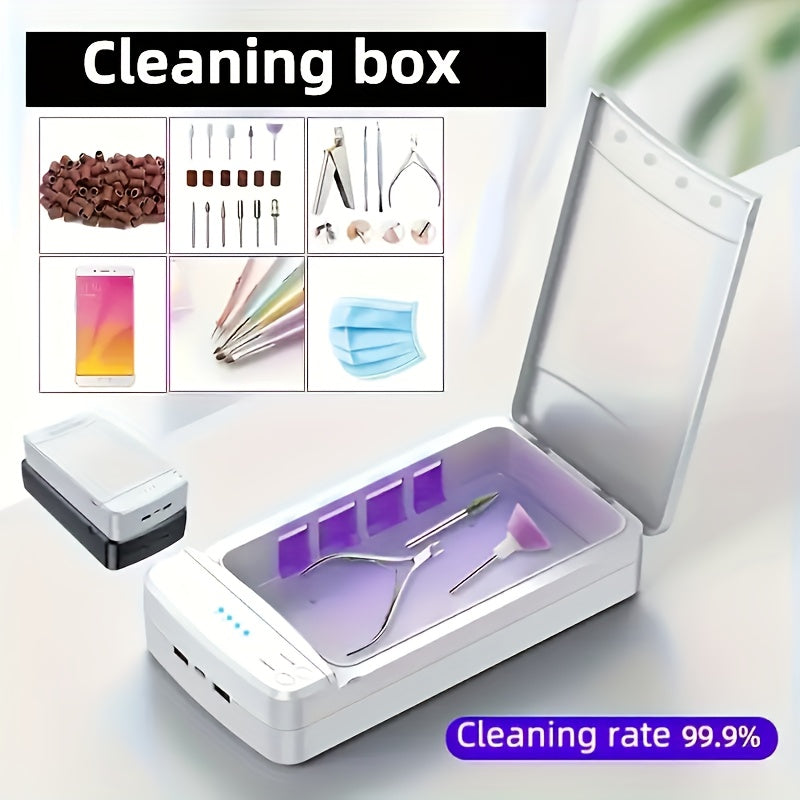 Caja esterilizadora portátil USB para salón de uñas, pinzas, tatuajes, tijeras, joyas, teléfonos celulares, relojes, llaves - Sin pantalla, sin fragancia, material plástico, no necesita batería, regalo perfecto para vacaciones, herramientas de cuidado de