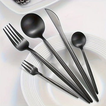 Juego de Cubiertos de Acero Inoxidable con Espejo, 30 Piezas, Apto para Lavavajillas, Ideal para 6 Personas, Incluye Cuchillos, Tenedores y Tenedores de Postre, Colección Duradera para Cocinas Hogareñas y Restaurantes