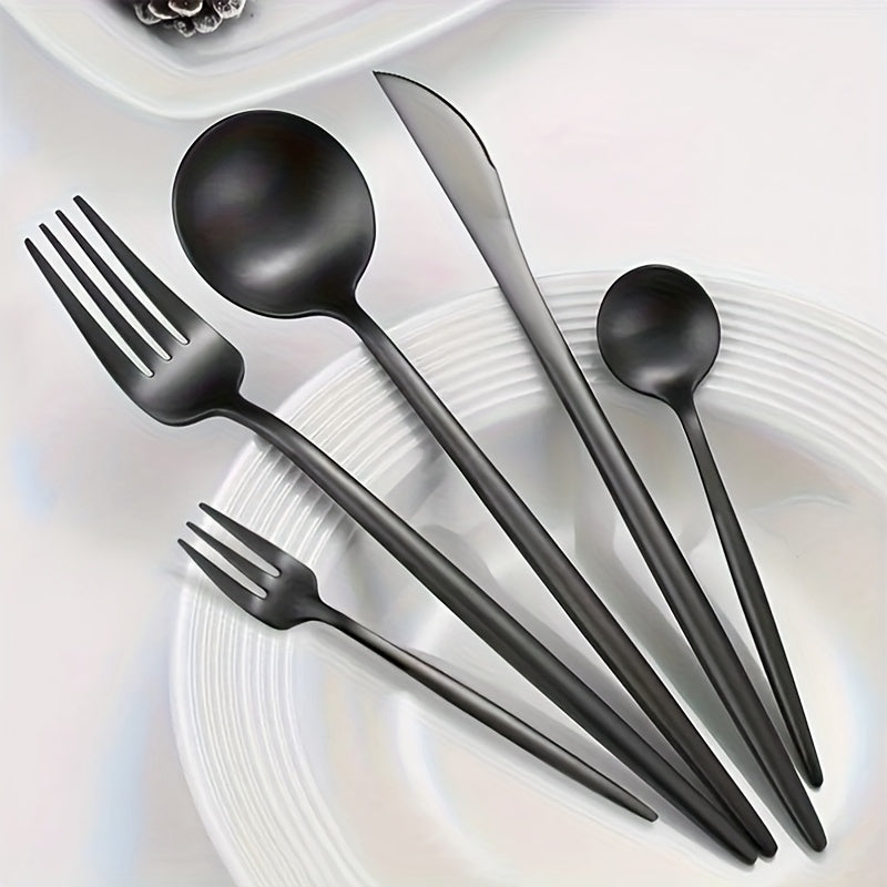 Juego de Cubiertos de Acero Inoxidable con Espejo, 30 Piezas, Apto para Lavavajillas, Ideal para 6 Personas, Incluye Cuchillos, Tenedores y Tenedores de Postre, Colección Duradera para Cocinas Hogareñas y Restaurantes
