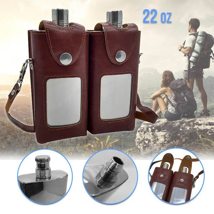 Licorera Whiskera Doble Acero Inoxidable 22 Oz + Estuche AE-405