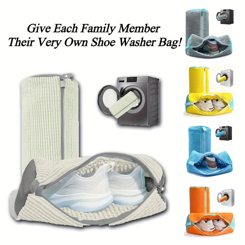 Regalo para el Día de la Madre - Bolsa lavable para zapatos de felpa sin lavado a mano, con cierre de cremallera, limpieza 360° y +1200 hebras suaves resistentes al desgarro, bolsa de lavandería reutilizable para tenis, viajes - Resistente a rayones y de
