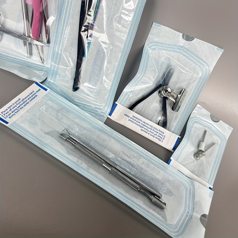 50 bolsas autosellables para manicura, transparentes y desechables, para cabezas de pulido y almacenamiento de herramientas, sin olor, no requieren electricidad ni batería, 5 tamaños, empaque de bolsas limpias