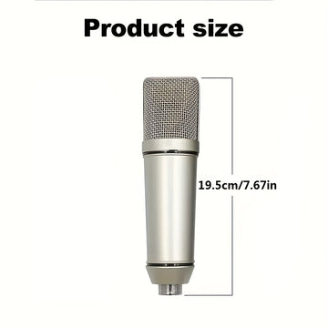 Microfono Condensador U87 XLR con Cable, Micrófono Cardióide Profesional para Estudio de Grabación, Podcasting y Streaming en Casa