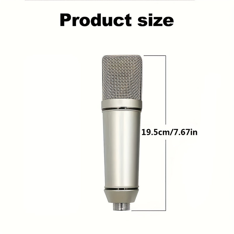 Microfono Condensador U87 XLR con Cable, Micrófono Cardióide Profesional para Estudio de Grabación, Podcasting y Streaming en Casa