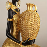 Figura de Resina Africana con Textura Tejida, Decoración Elegante en Dorado y para Sala u Oficina, Estatua Decorativa para Estante o Regalo para Mujeres