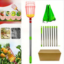 Pulidor de frutas de acero inoxidable con cesta acolchada - Herramienta de jardín moderna para recoger frutas de manera eficiente, no necesita electricidad, equipo de huerta | Mango ergonómico | Cosechador de frutas duradero