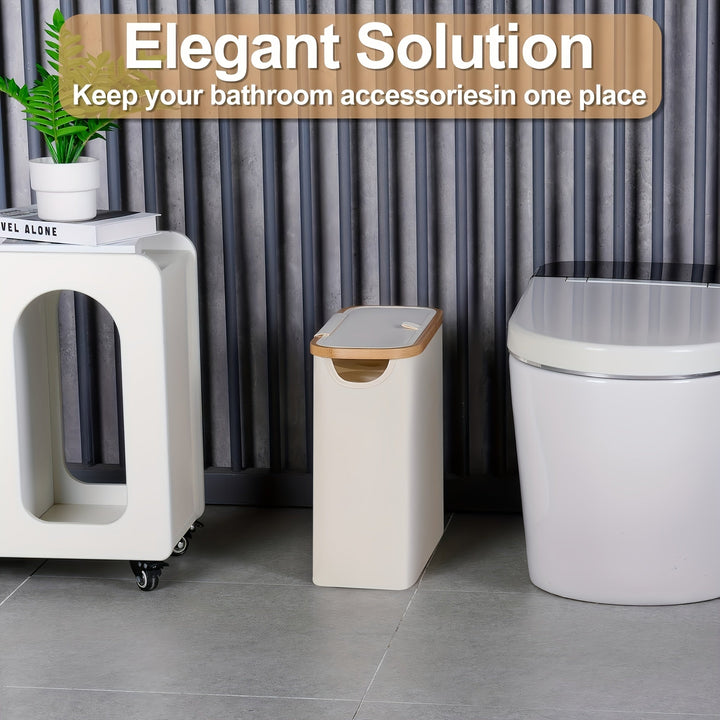 Portarrollos de bambú estilo bohemio con canasta de almacenamiento, multifuncional y plegable, ideal para baños y dormitorios, también sirve como canasta de ropa o soporte para pañuelos