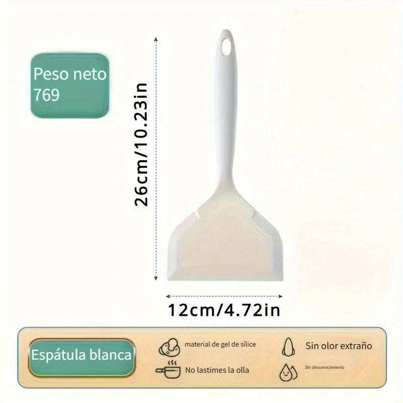 1pc Espátula raspadora de silicona resistente al calor - No adherente seguro para cocinar - Volteador de tortilla para huevos, panqueques, bistec - Utensilio de cocina duradero y fácil de limpiar para cocinar y hornear