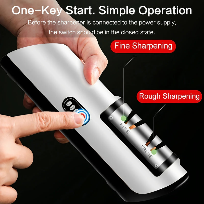ZERNBER Afilador de Cuchillos Eléctrico Profesional de 2 Etapas - Recargable USB 36V, Afilado y Pulido Rápido, Diseño Compacto Portátil con Carga Oculta, ABS & Acero Inoxidable para Cuchillos de Cocina Domésticos