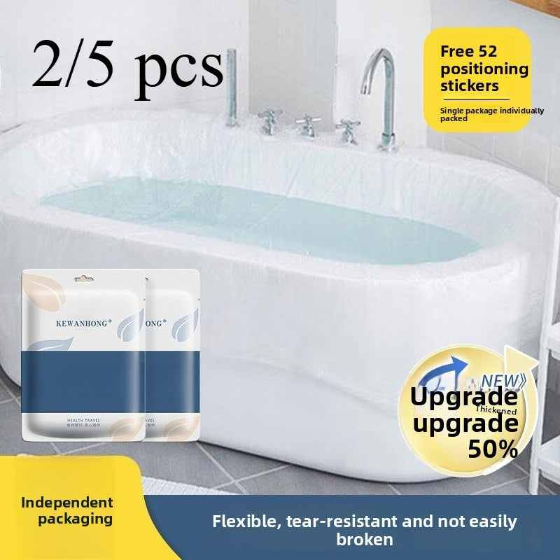 2/5 Bolsas Desechables para Baño con 5/10 Fundas de Remojo para Pies, Cubiertas Grandes para Bañera Forradas en Plástico – Ideales para Hogar, Viajes y Salones (102x47 pulgadas / 260x120 cm)