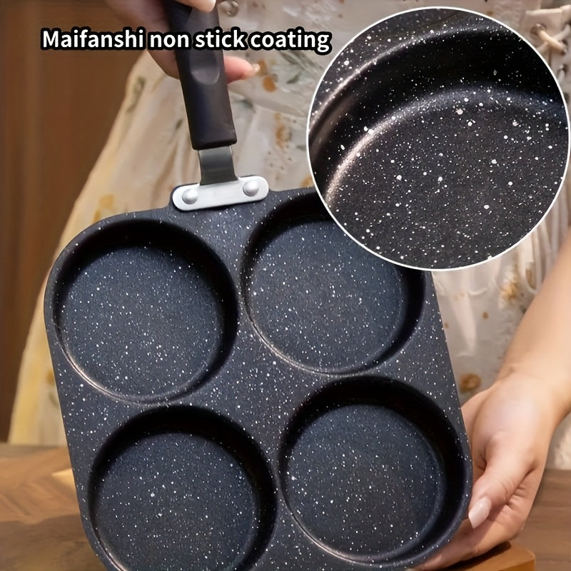 1 Sartén de hierro fundido antiadherente para tortilla, panqueques y hamburguesas, apta para estufas de gas y eléctricas, diseño de múltiples quemadores, herramienta ideal para el desayuno en la cocina, olla de cocina moderna y elegante.