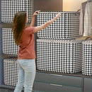 4 piezas de cajas de almacenamiento extra grandes de 47.55 galones, diseño houndstooth, tela gruesa, con cremallera doble y asas para fácil transporte, ideales para ropa, edredones y organización de artículos de temporada, perfectas para el hogar, mudanz