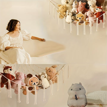 1pc para colgar animales de juguete, decorar esquinas de pared para almacenamiento, organizador sin electricidad para Navidad y Halloween, hamaca de tela para exhibición en dormitorio sin plumas 1-5pcs red de almacenamiento