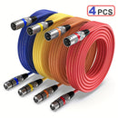 4 piezas de cable XLR 10.67 metros/6.1 metros/4.57 metros, cable DMX balanceado macho a hembra, adecuado para micrófonos, estaciones de radio, iluminación escénica, material de cobre libre de oxígeno, cable para vlogs y grabación con cubierta PVC, modelo