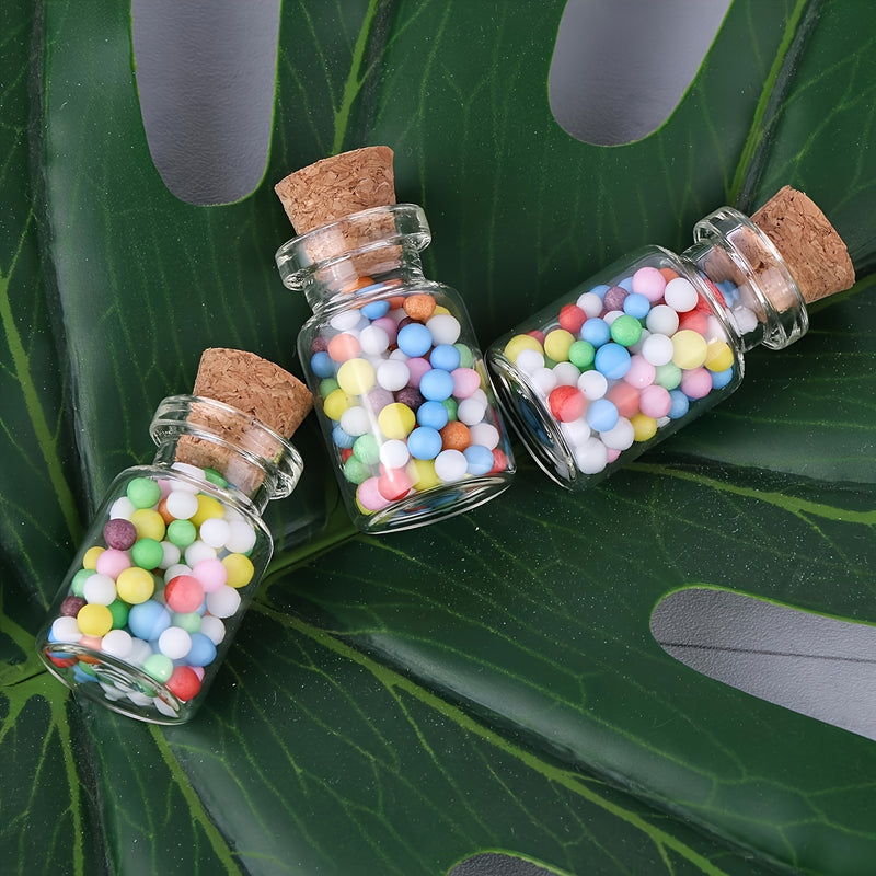 128 piezas de botellas flotantes, embudo ojo de cordero, vidrio, hierro, plástico, regalo creativo navideño miniatura, botella flotante con tapón de madera, colgante artesanal DIY