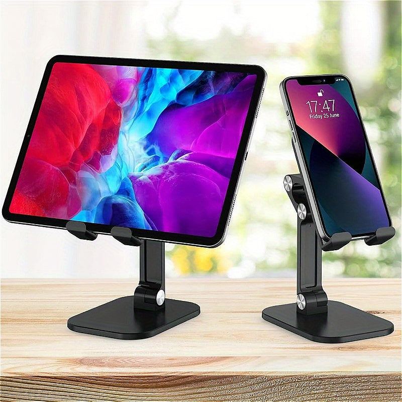 Soporte Ajustable para Teléfono 1pc, Material ABS, Plegable y Desmontable, Compatible con Smartphones/iPad/Tabletas de 10.16-27.94 cm, Almohadillas Antideslizantes y Antirrayaduras, Montaje de Escritorio - Negro, Soporte Ajustable para Gadget | Diseño Pl