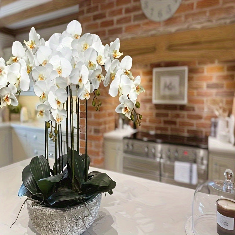 5 Piezas de Orquídeas Mariposa Blancas Elegantes Artificiales - Ideales para Hogar, Oficina, Bodas y Hoteles - Decoración para San Valentín, Día de la Madre y Aniversarios - Sin Contenedor Incluido - Decoración de Verano - Material Plástico - Para Mesas