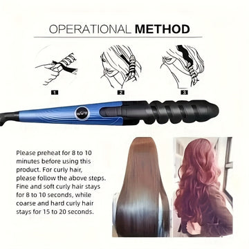 1 rizador de pelo, tenacillas para rizos en espiral, ruleros para ondas, rizos grandes y permanentes, crea rizos, ondas y lazos en tu cabello