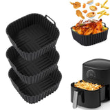 1pc Reutilizable Forro de Silicona Cuadrado para Air Fryer de 20,32cm para 4-7 QT, Insertos No Adherentes para Horno y Microondas, Accesorio de Air Fryer Fácil de Limpiar