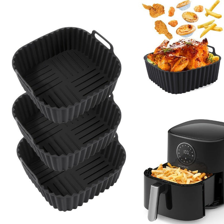 1pc Reutilizable Forro de Silicona Cuadrado para Air Fryer de 20,32cm para 4-7 QT, Insertos No Adherentes para Horno y Microondas, Accesorio de Air Fryer Fácil de Limpiar