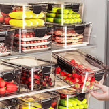 6pcs Cajas de Conservación de Alimentos para Refrigerador, Adecuadas para Nevera, Cocina, Sala de Estar, etc. Gran Capacidad con Sello Transparente Doble Hebilla Fácil de Ver, Ligero y de Alta Calidad