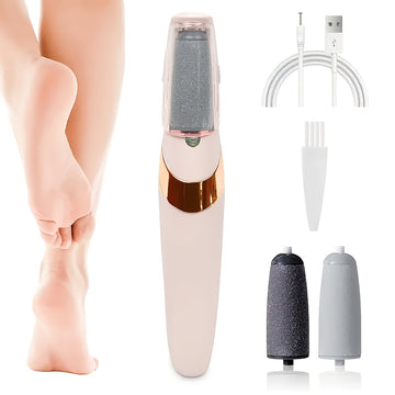 Extracción de pies eléctrica recargable por USB - Herramienta de epilación inalámbrica automática para cuidado de pies muertos, claros, rotos y duros, diseño de plástico duradero con 3 modos (calentamiento, enfriamiento, rápido), accesorio de cuidado de